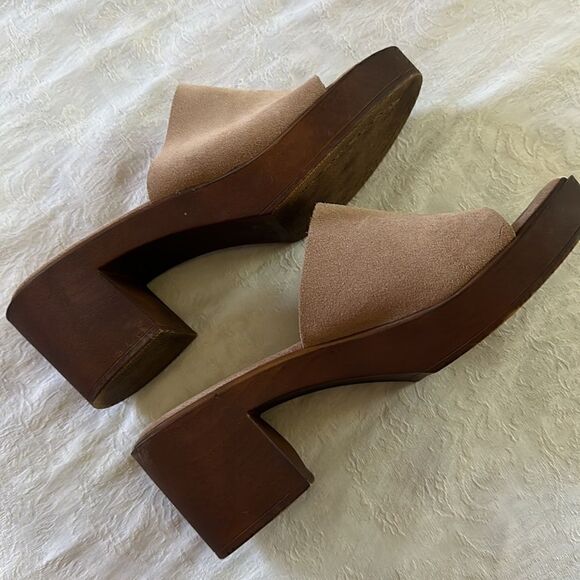 Bionatura Italian Shoes Slides Sandals Tan Leather Wood Size 9.5 or 41 - Picture 4 of 11